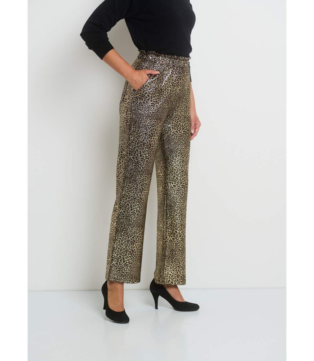 Pantalon en maille imprimée métallisée-3