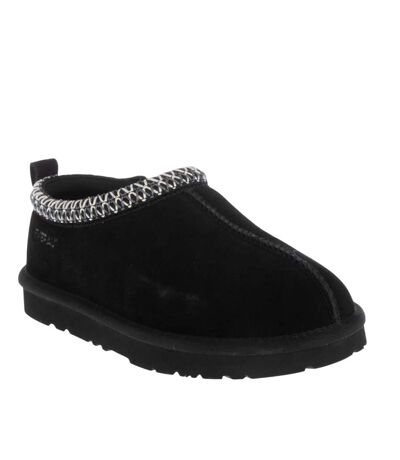 Womens/ladies Wigeon Cow Suede Slippers Black EverAu