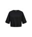 Womens/ladies Plain Round Neck Loose Fit Crop Top Black JJXX-2
