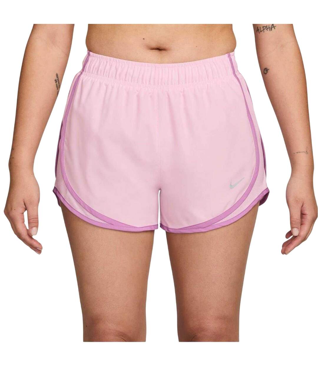 Womens/ladies Tempo Dri-fit Mid Rise Running Shorts Pink Foam Nike-1
