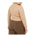 Womens/ladies Ribbed V Neck Plus Long-sleeved Crop Top Taupe Brave Soul-3