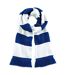 Beechfield Varsity Unisex Winter Scarf (Double Layer Knit) (Bright Royal / White) (One Size)