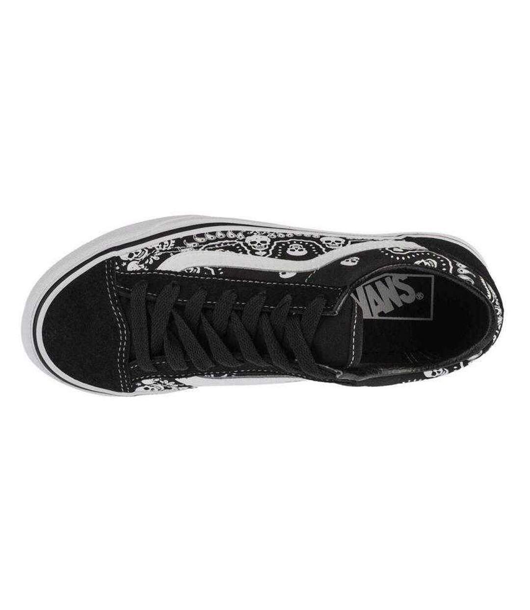 Womens/ladies Bandana Skull Trainers Black Vans-3