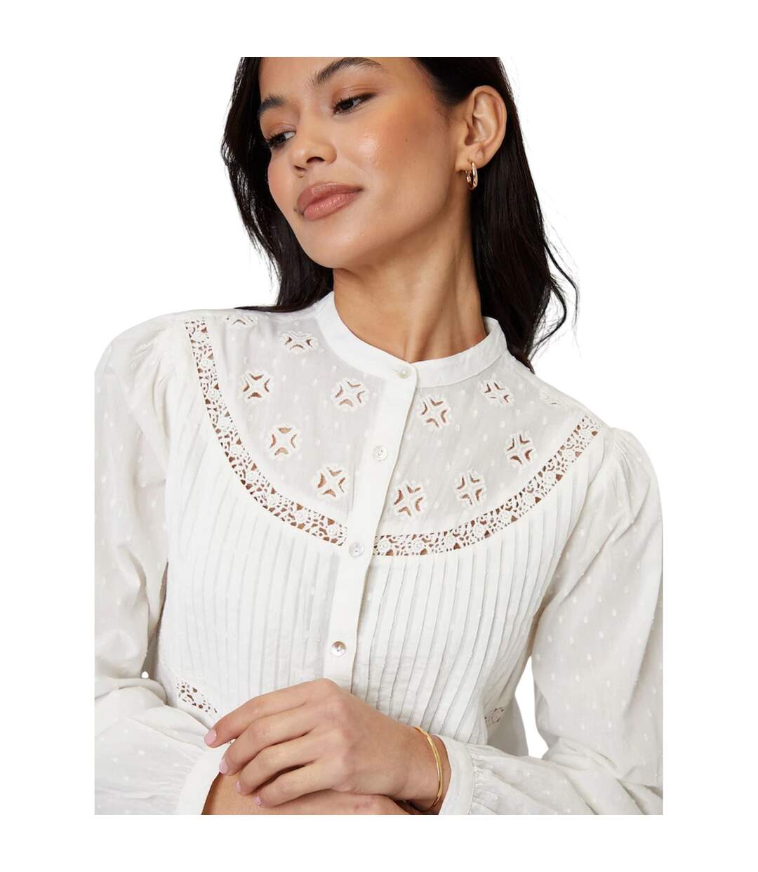 Blouse Manches Bishop Rani Femme Crème Threadbare-4