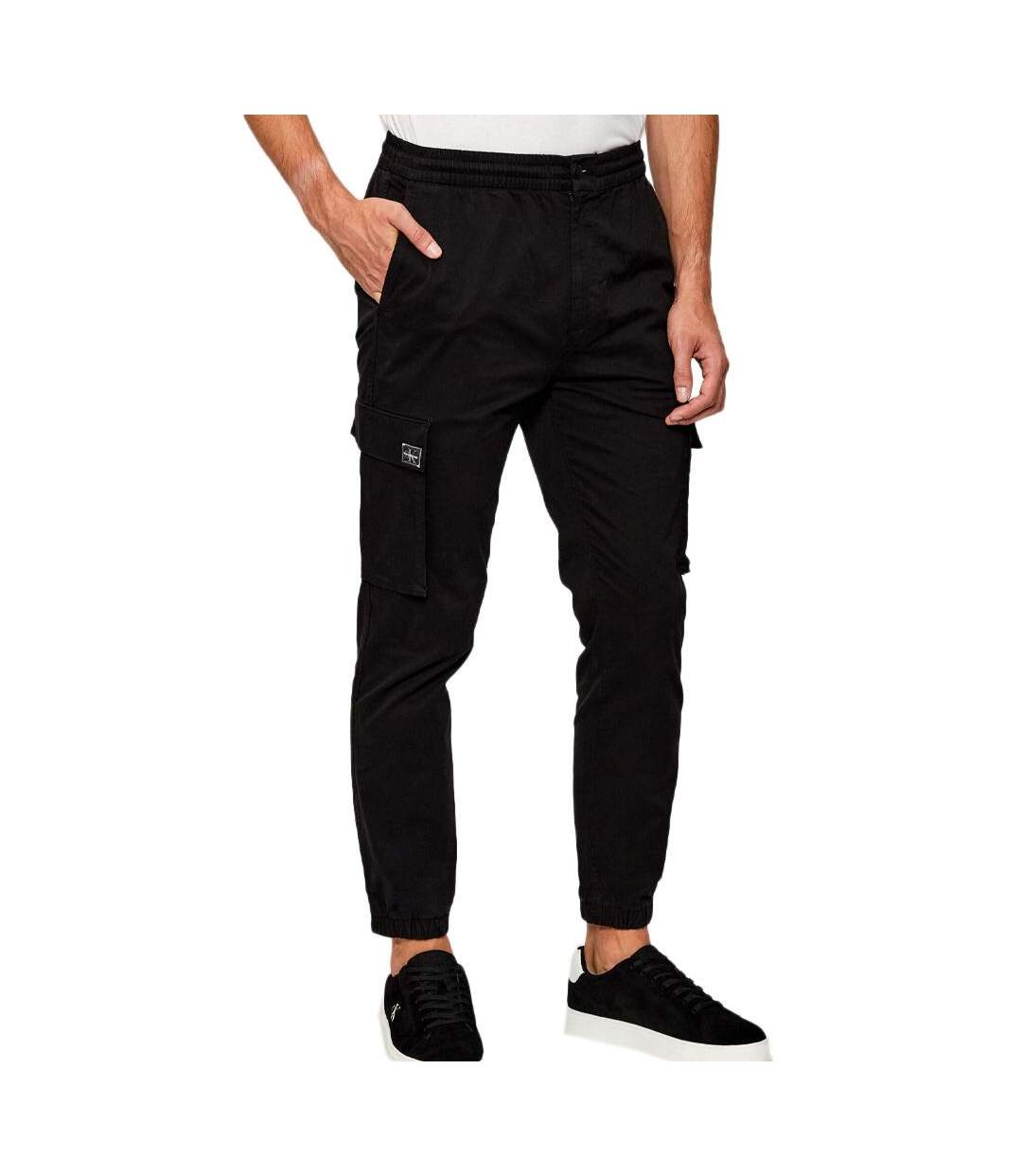 Pantalon cargo noir homme calvin klein jeans skinny comfort cotto-1
