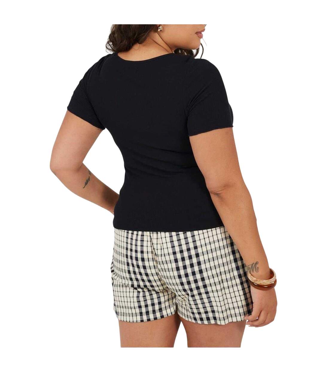 Womens/ladies Scoop Neck Plus Slim T-shirt Black Brave Soul-2