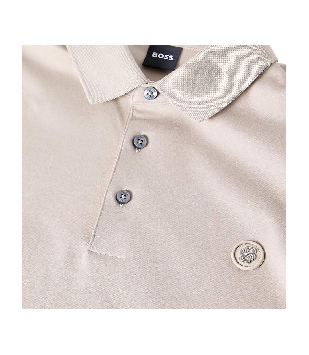 Mens Parris Monogram Polo Shirt Beige Boss-4