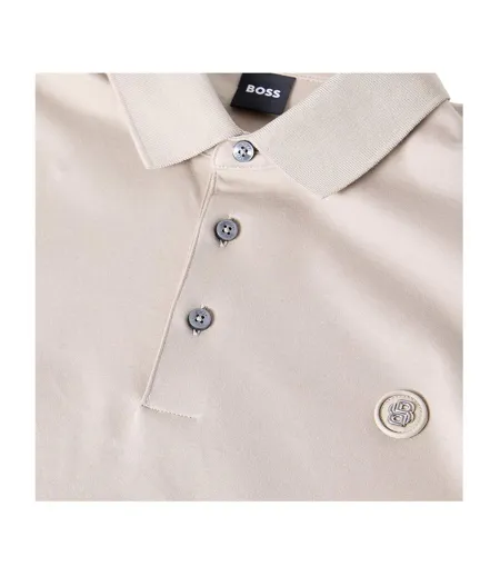 Mens Parris Monogram Polo Shirt Beige Boss