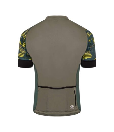 Maillot De Cyclisme Manches Courtes Raglan Motif/style Blocs De Couleurs Homme Gris Kaki Imprimé Dare 2B