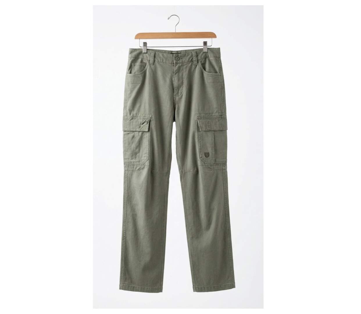 Pantalon Cargo en Toile Canvas 100% Coton Vert Tilleul-2