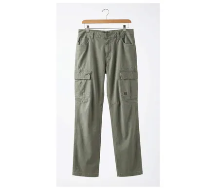 Pantalon Cargo en Toile Canvas 100% Coton Vert Tilleul