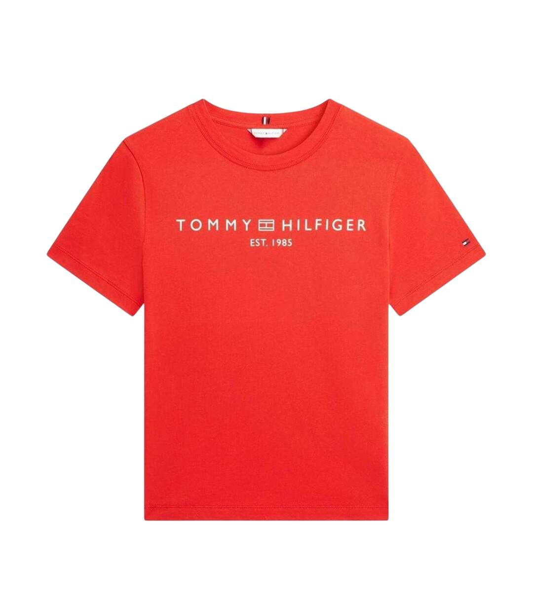Womens/ladies Cropped Logo Cotton T-shirt Orange Tommy Hilfiger-2