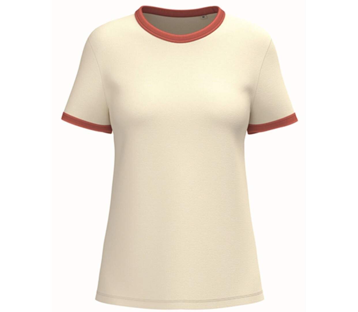 T-shirt à bords contrastés - Femme - PAT361 - beige ivoire et paprika-1