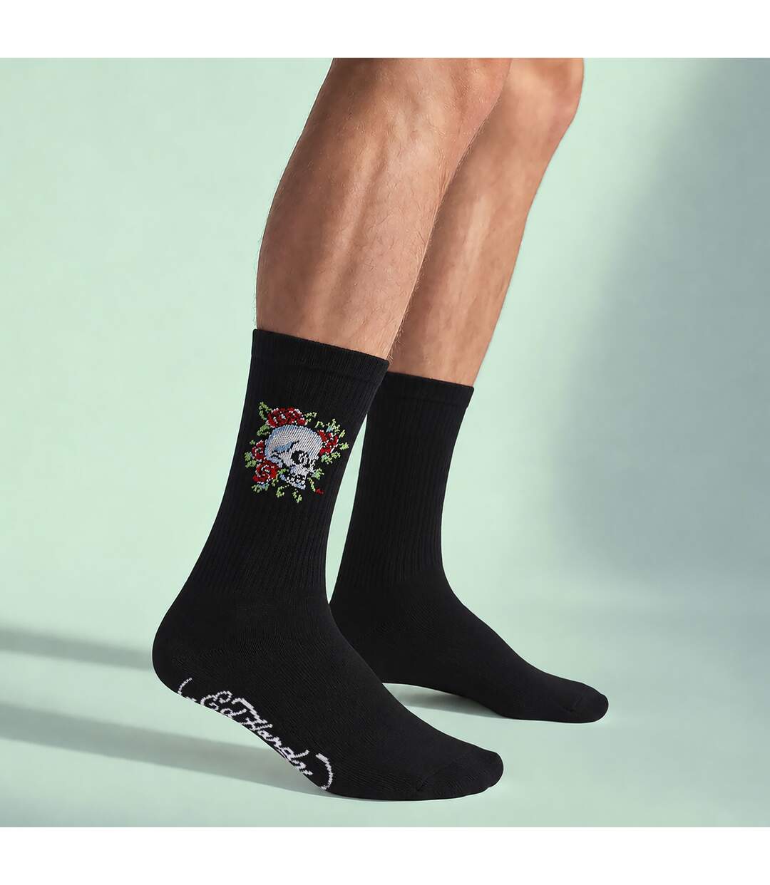 5 Pairs Mens Black Crew Breathable Socks-5