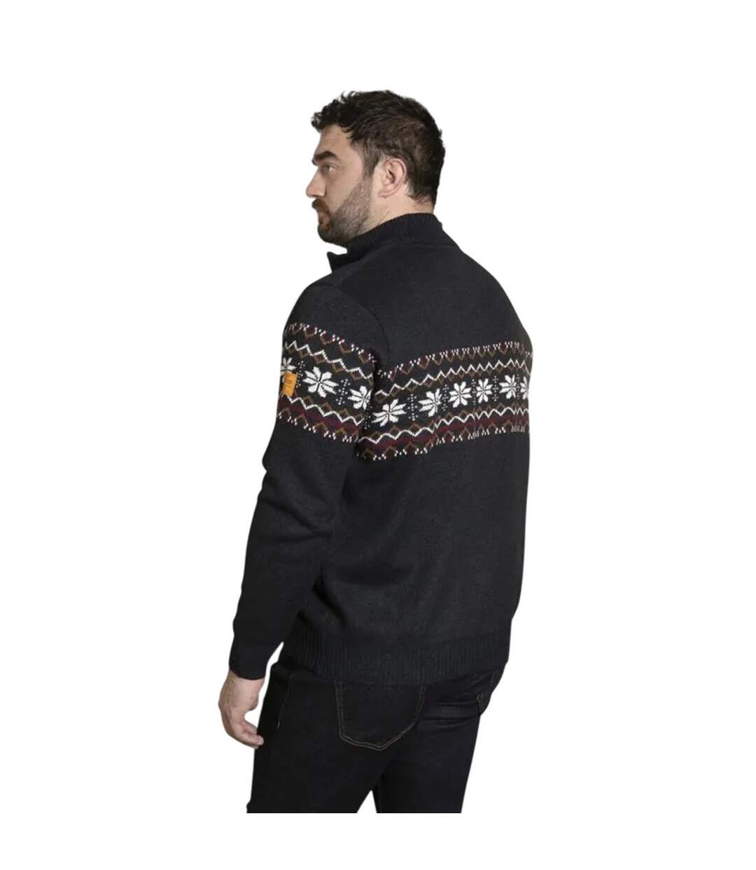 Sweat Motif/style Festif D555 Edinson Homme Bleu Marine Chiné Duke-3