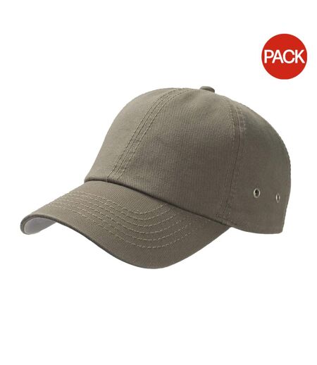Atlantis Action 6 Panel Chino Baseball Cap (Pack of 2) (Olive) - UTAB428
