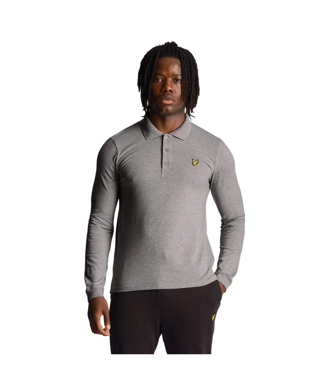 Polo à manches longues pour hommes gris moyen marl Lyle & Scott-3