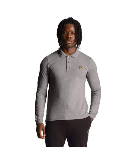 Mens long-sleeved polo shirt mid grey marl Lyle & Scott