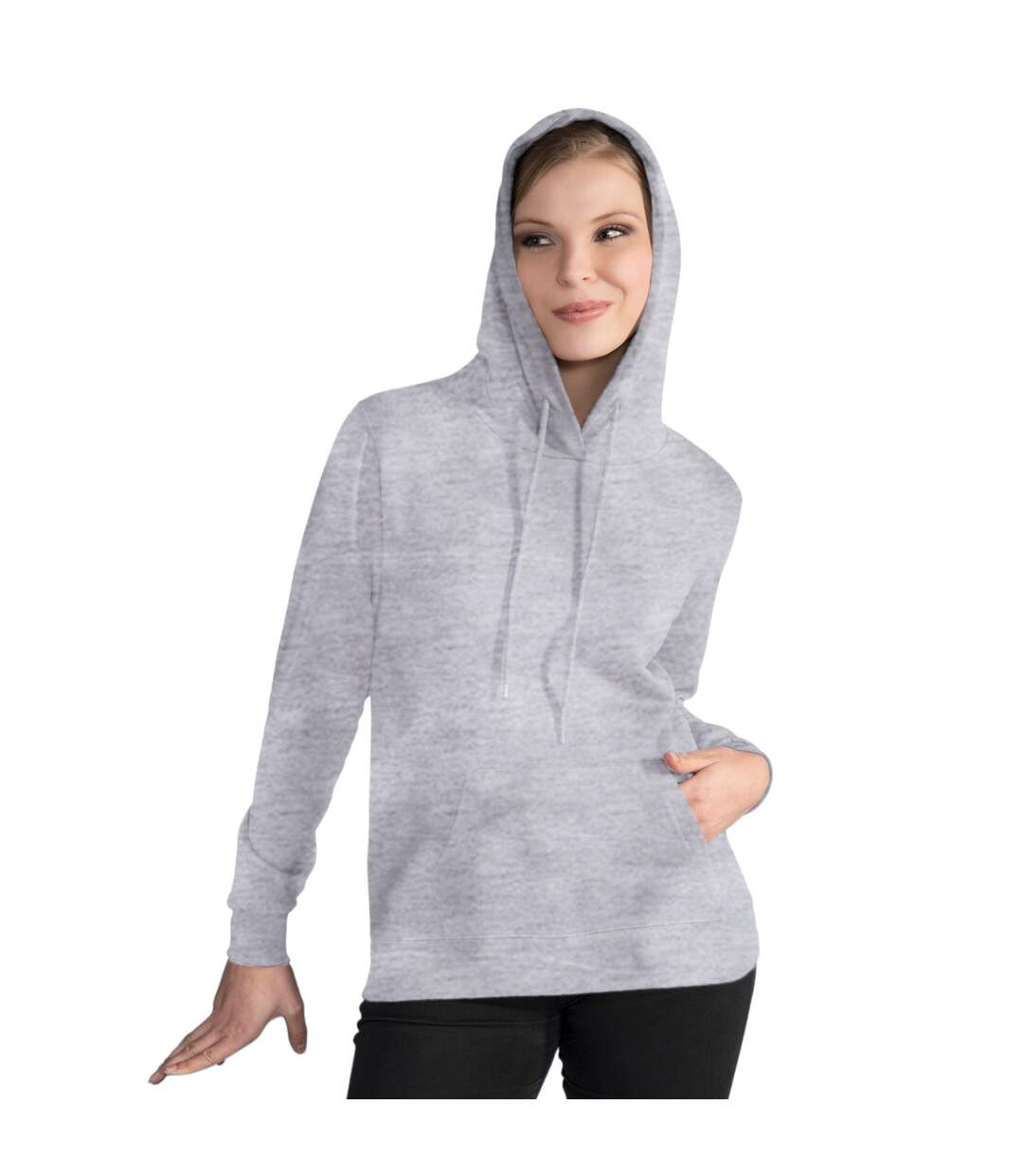 SG Ladies/Womens Plain Hooded Sweatshirt Top / Hoodie (Light Oxford)