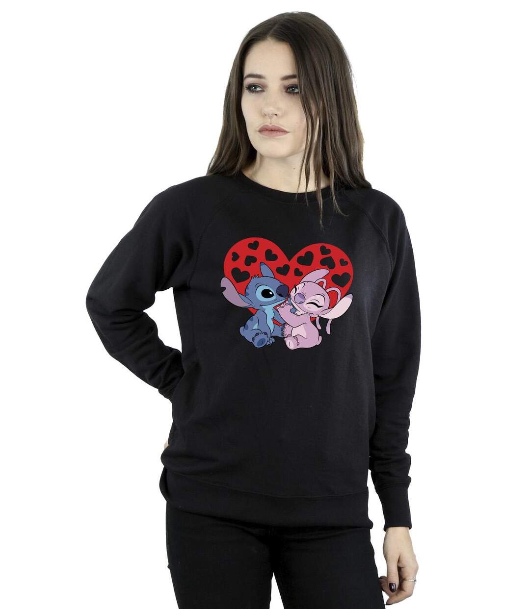 Disney Sweat Womens/Ladies Lilo & Stitch Hearts (Noir) - UTBI22715-2