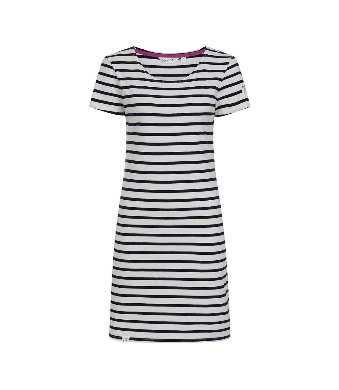 Robe T-shirt Motif/style Rayé Femme Bleu Mer Lazy Jacks-2
