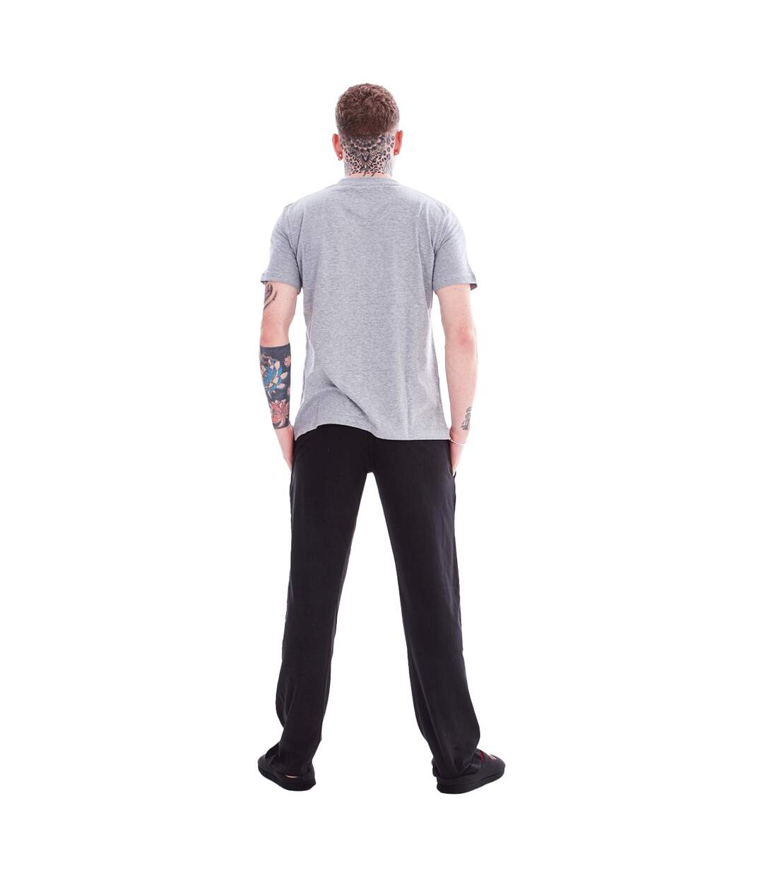 Mens Top Dad Pyjama Set Grey Black Keanu-2