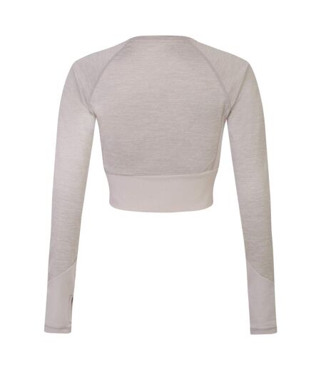 Womens/ladies pro training long-sleeved crop top silver grey marl Umbro