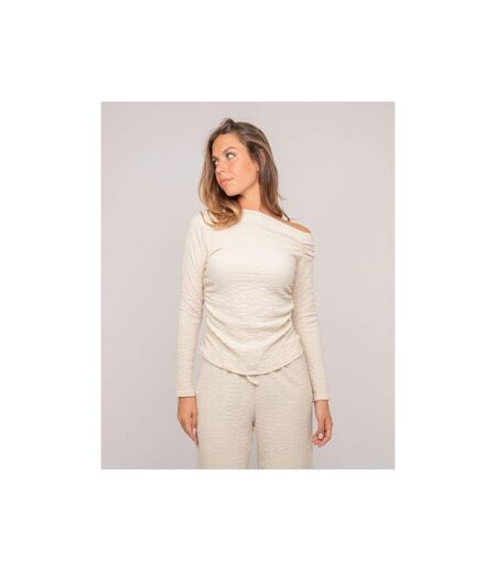 Top manches longues asymétrique texturé FLORITA - Dona X Lisa