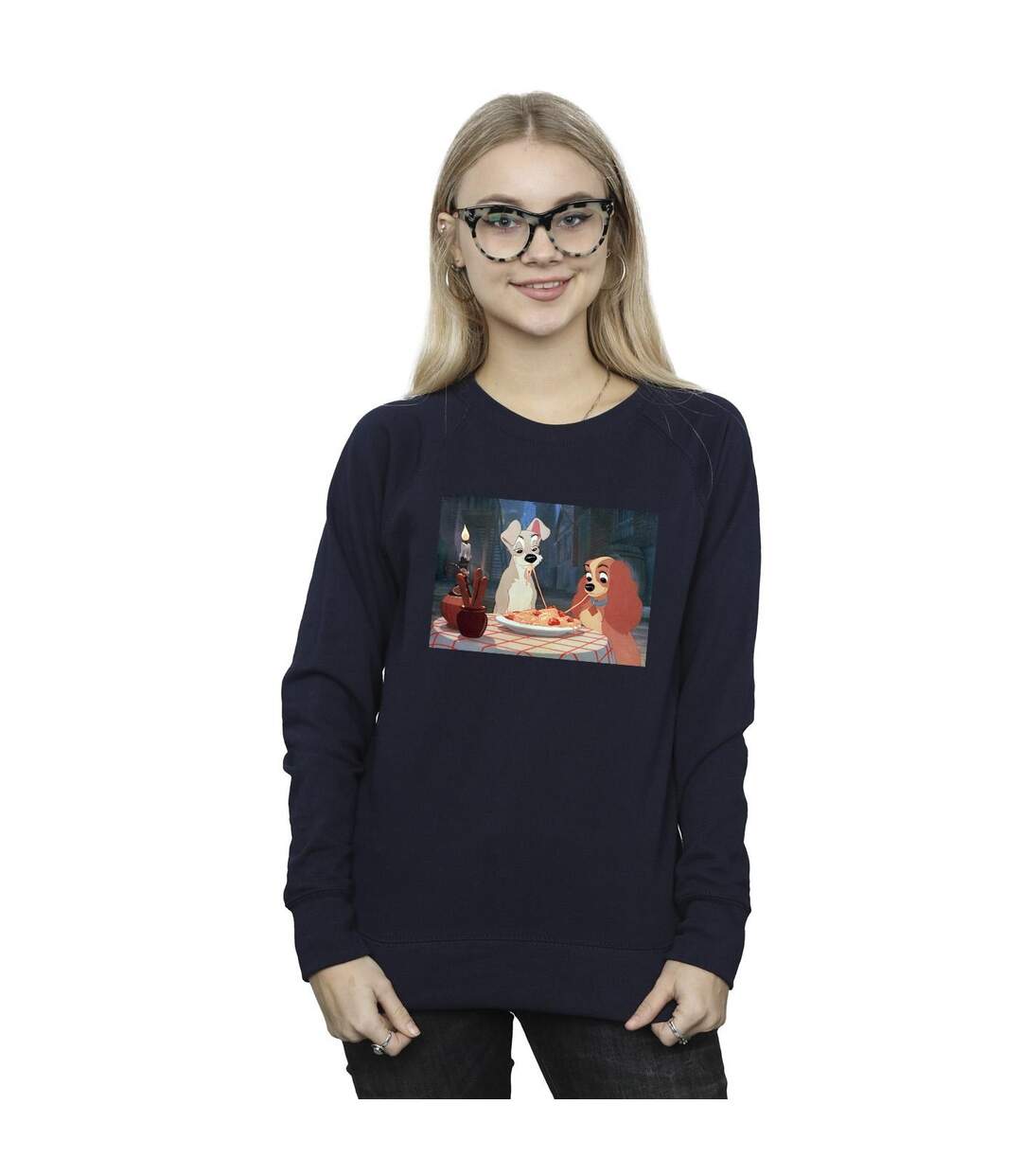Disney - Sweat LADY AND THE TRAMP SPAGHETTI PHOTO - Femme (Bleu marine) - UTBI23203-2