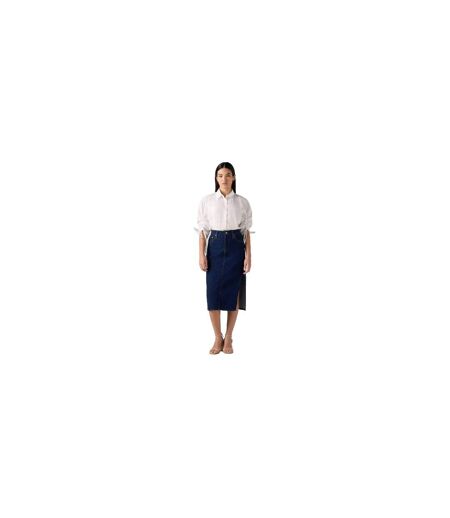 Womens/ladies Side Slit Midi Skirt Blue Stone Wash Levis