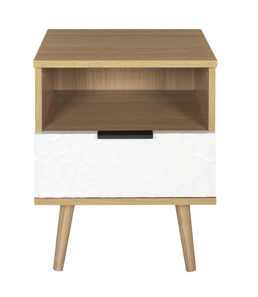 Table de chevet Sven avec 1 tiroir - L. 35 x H. 49 cm - Bois et Blanc-1