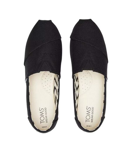 Womens/ladies Alpargata Slip-on Shoes Black Beige Toms