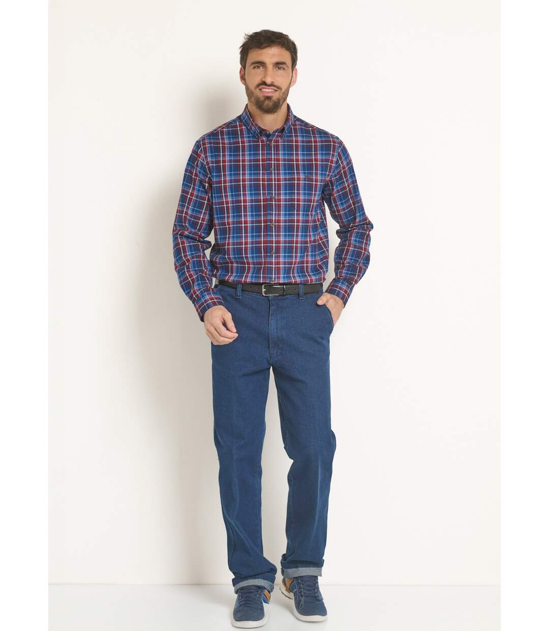 Chemise flanelle détails velours, vif-3