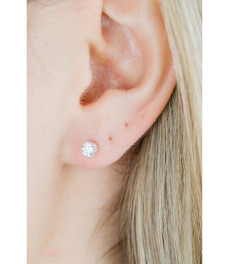 925 Silver Large Unisex Round Zircon Minimalist Dainty Studs Earrings