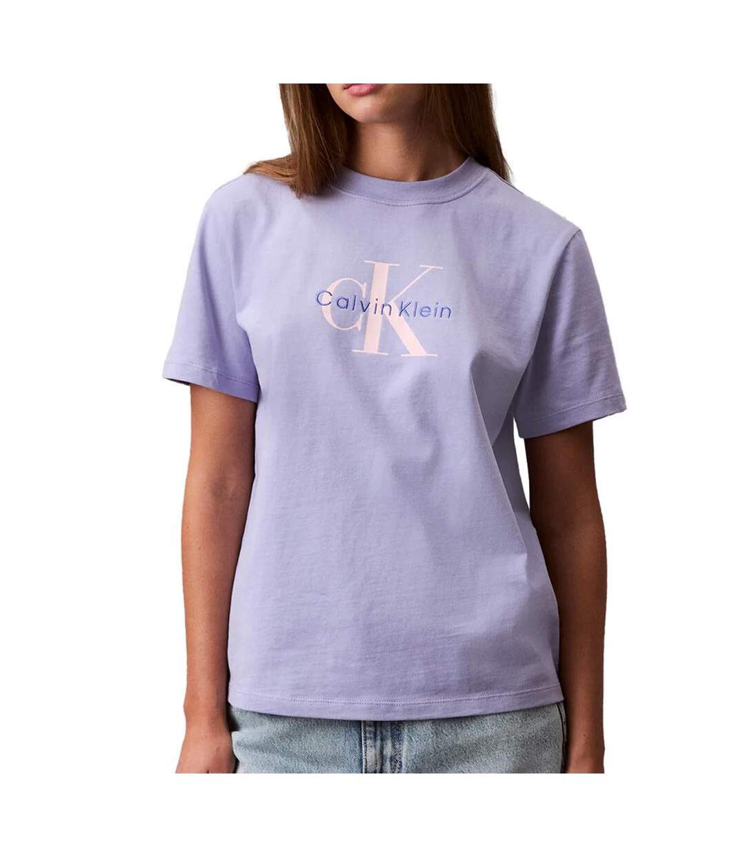 T-Shirt mauve femme calvin klein jeans hero-1
