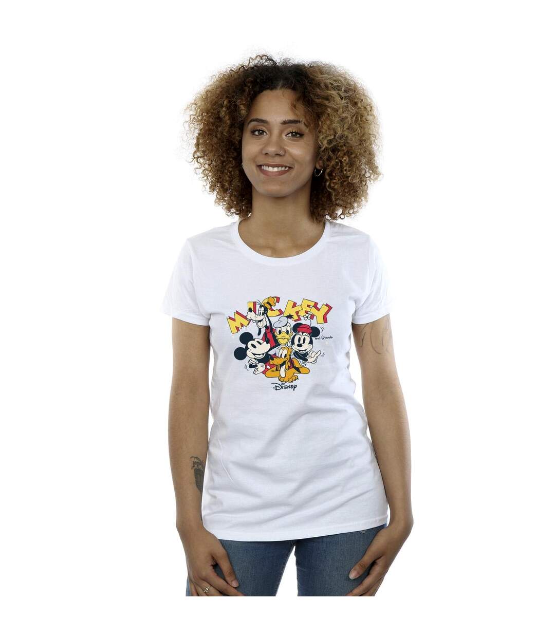 Disney T-shirt en coton du groupe Mickey Mouse pour femmes/femmes (Blanc) - UTBI33261-2