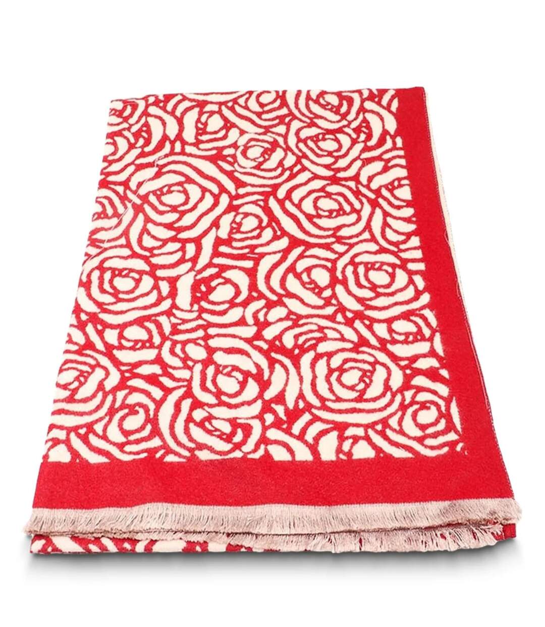 écharpe Douce Femme à  Motifs - Rouge Chic et élégante pour l'Automne-Hiver-3
