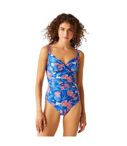 Womens/ladies sakari family hawaiian tummy control one piece swimsuit oxford blue Regatta