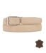Ceinture homme ajustable en croute de cuir beige - boucle chromée, taille unique 120 cm (jusqu'à  44/46)-1