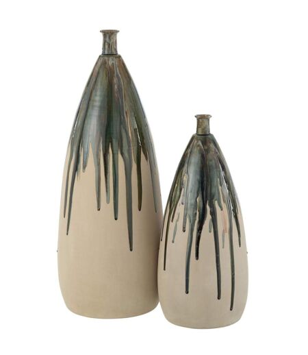 Vase Déco en Céramique Peinture 73cm Vert