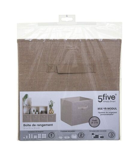 Lot de 2 Boites de rangement pliable en jute - 31 x 31 - Marron