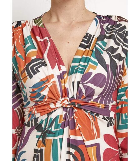Robe manches 3/4 imprimé ethnique