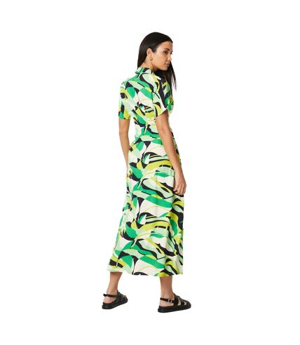 Womens/ladies printed pleated shirt dress green Principles