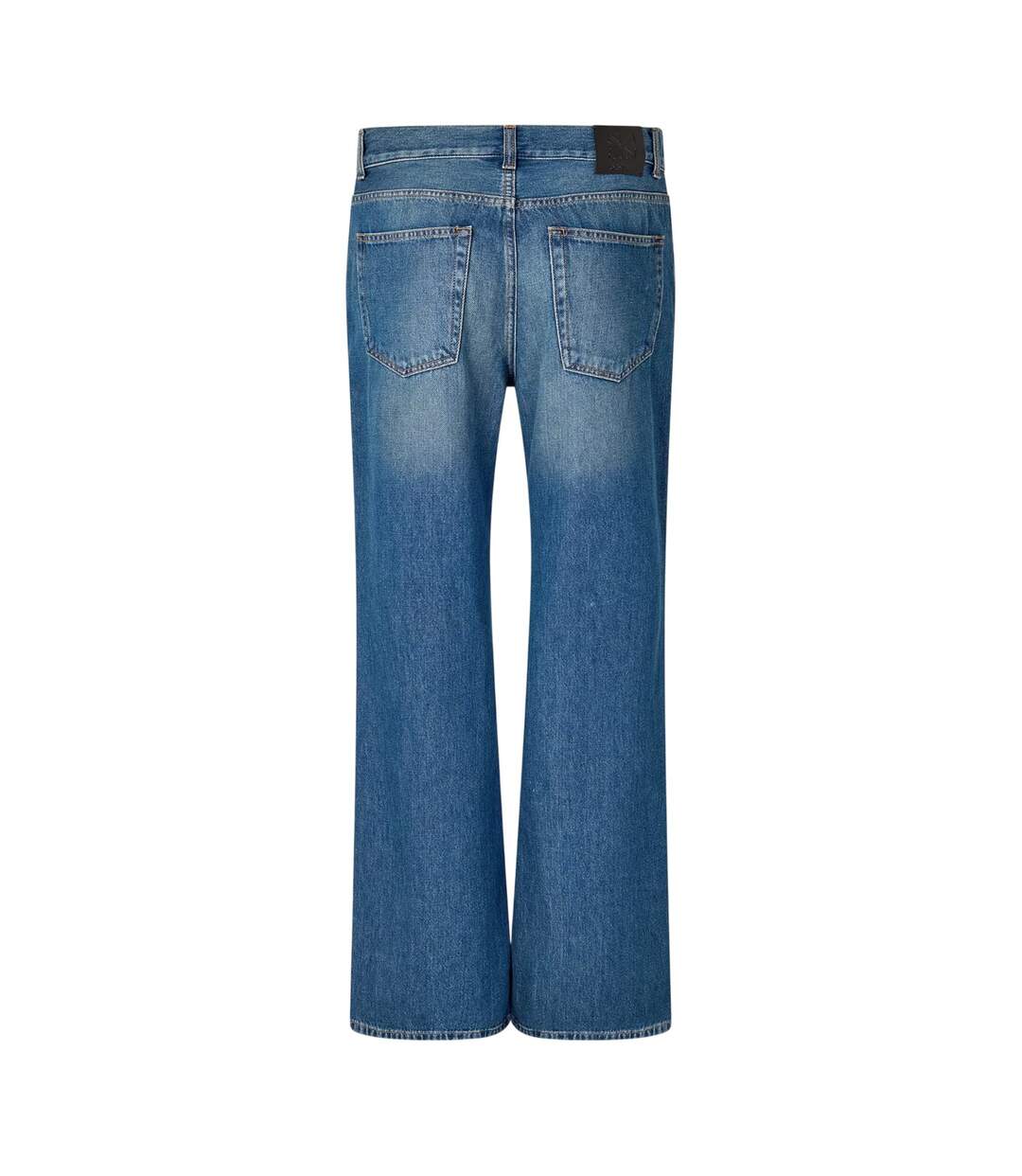 Mens Wide Leg Relaxed Fit Jeans Medium Blue Off White-2