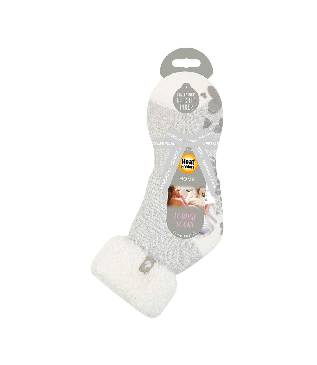Ladies Ribbed Cuff Thermal Bed Socks for Lounging Around-2