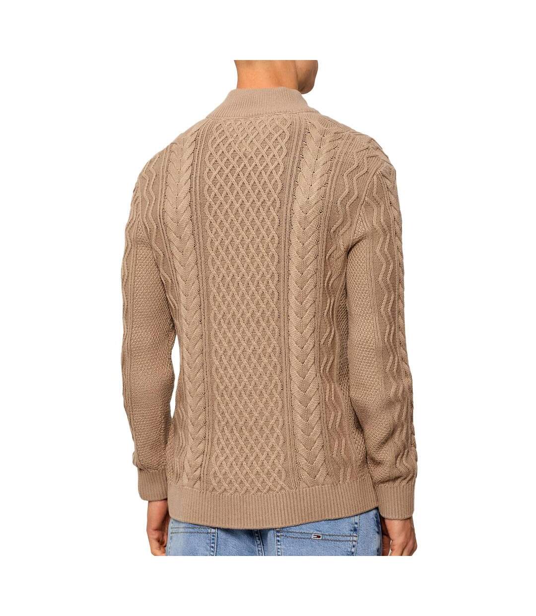 Pull marron homme tommy hilfiger cable-2
