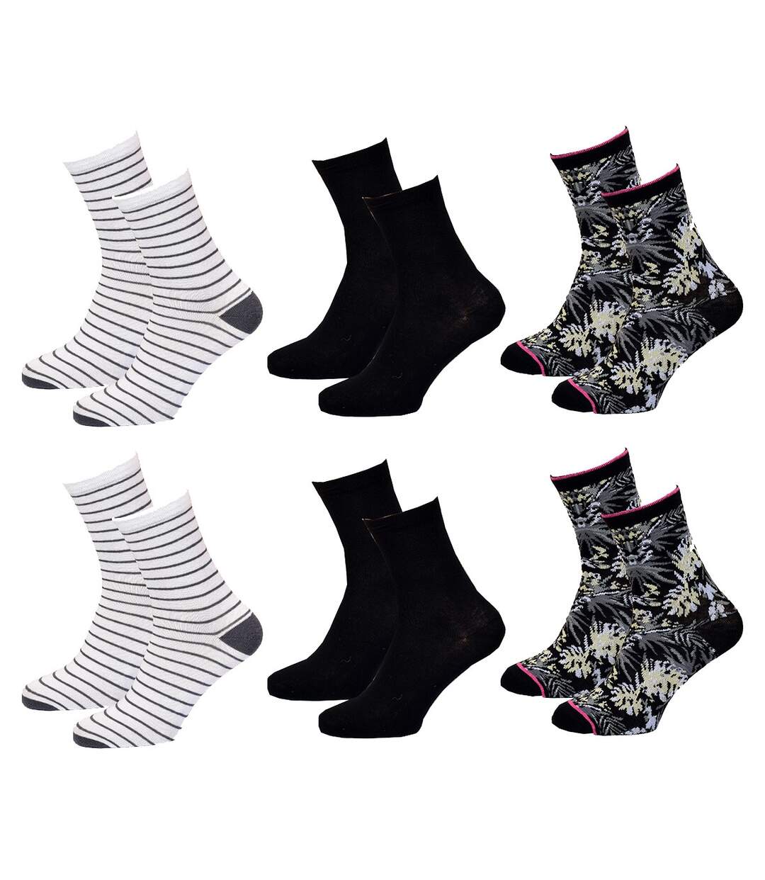 Chaussettes femme TWINDAY Qualité et Confort-Assortiment modèles photos selon arrivages- Pack de 8 Paires TWINDAY