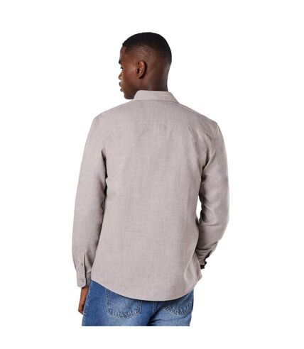 Mens brushed twill long-sleeved shirt taupe Burton