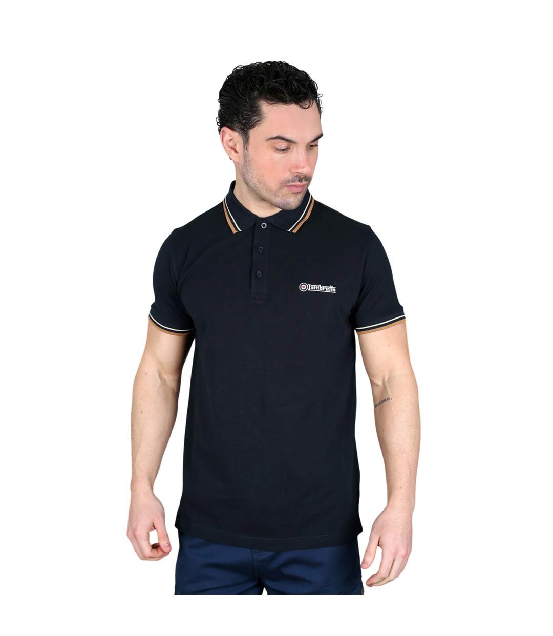 Polo Ss25 Homme Bleu Marine Beige Marron Jaune Lambretta-4