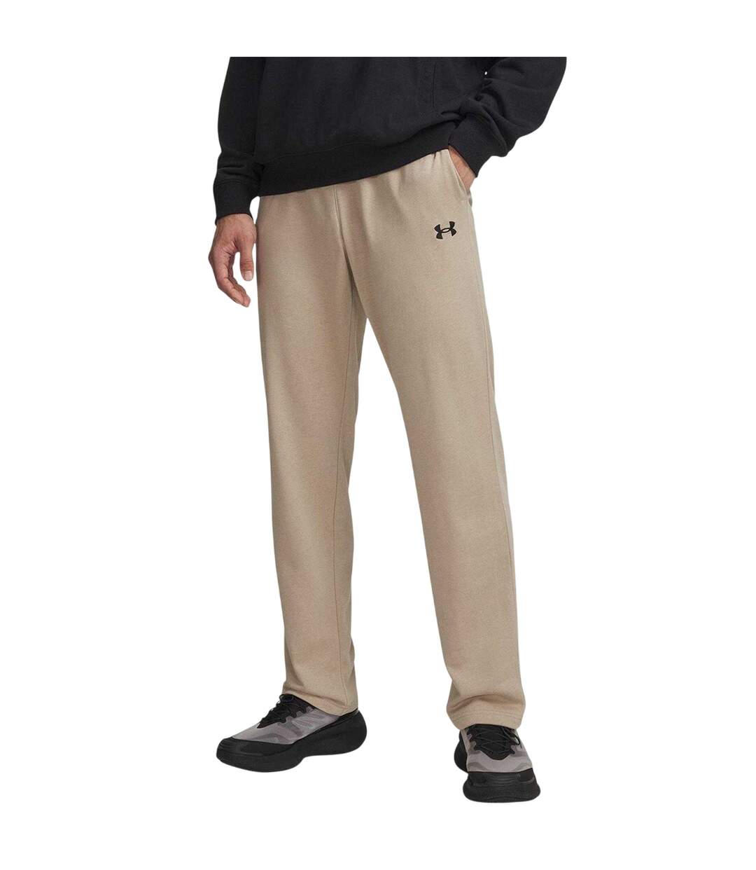 Mens Rival Fleece Lightweight Joggers Khaki Black Under Armour-2